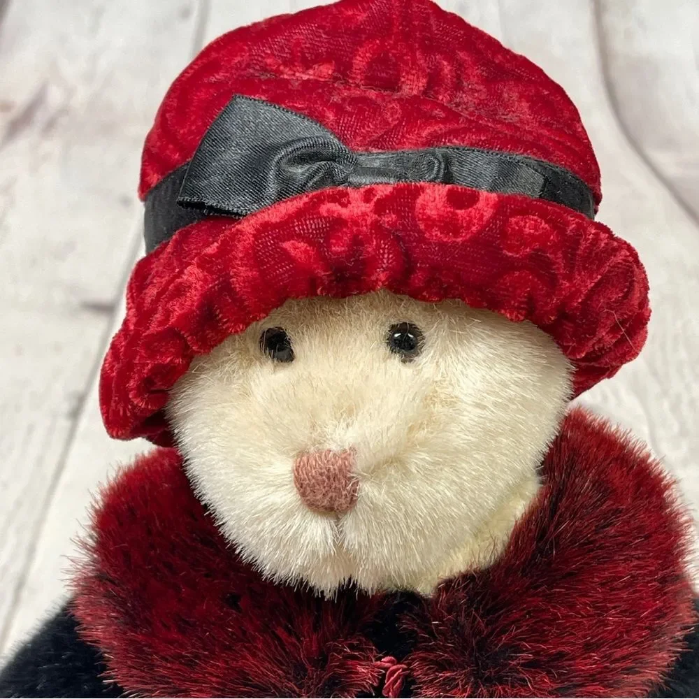 RUSS Berrie Larisa standing plush teddy bear with winter coat and hat, 12" tall - Picture 3 of 12